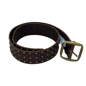 J.Crew Belt Women Small Brown Leather Studded Square Buckle Preppy Boho Texture